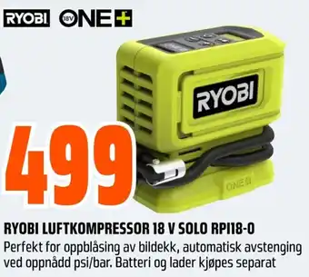 Coop Obs RYOBI LUFTKOMPRESSOR 18 V SOLO RPI18-0 tilbud