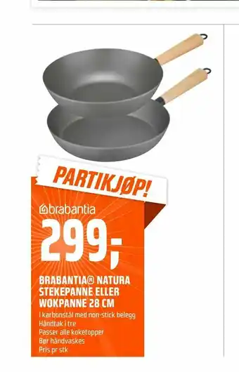 Coop Obs Brabantia® natura stekepanne eller wokpanne 28 cm tilbud