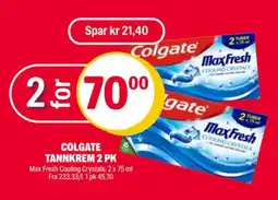 Coop Extra COLGATE TANNKREM 2 PK tilbud
