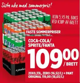 Meny COCA-COLA/ SPRITE/FANTA tilbud