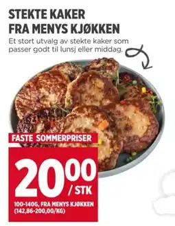 Meny STEKTE KAKER FRA MENYS KJØKKEN tilbud