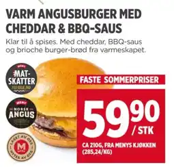 Meny VARM ANGUSBURGER MED CHEDDAR & BBQ-SAUS tilbud