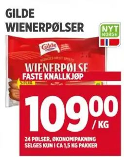 Meny GILDE WIENERPØLSER tilbud