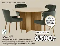 JYSK VESTERBORG BORD + PEBRINGE STOL tilbud