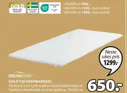 JYSK GOLD T20 OVERMADRASS tilbud