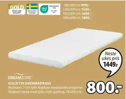 JYSK GOLD T35 OVERMADRASS tilbud