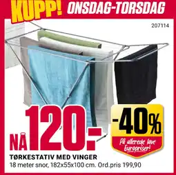 Europris TØRKESTATIV MED VINGER tilbud