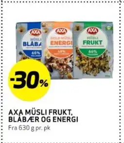 Bunnpris AXA MÜSLI FRUKT, BLÅBÆR OG ENERGI tilbud