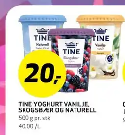 Bunnpris TINE YOGHURT VANILJE, SKOGSBÆR OG NATURELL tilbud