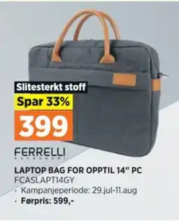 POWER LAPTOP BAG FOR OPPTIL 14" PC FCASLAPT14GY tilbud