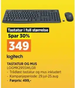 POWER TASTATUR OG MUS LOGMK295SWLGR tilbud