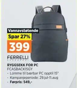 POWER RYGGSEKK FOR PC FCASBACK15GY tilbud