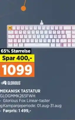POWER MEKANISK TASTATUR GLOGMMK265FWH tilbud