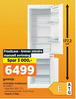 POWER INTEGRERT KOMBISKAP RK1418EE1 tilbud