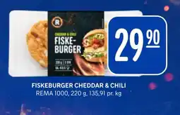 Rema 1000 FISKEBURGER CHEDDAR & CHILI tilbud