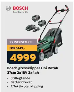 Megaflis Bosch gressklipper Uni Rotak 37cm 2x18V 2x4ah tilbud