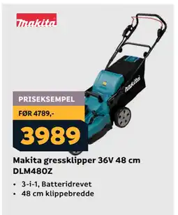 Megaflis Makita gressklipper 36V 48 cm DLM480Z tilbud