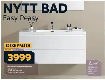 Megaflis Lind Delight 120 baderomsmøbel hvit tilbud