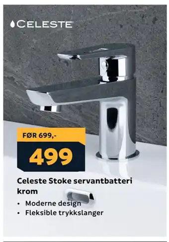 Megaflis Celeste Stoke servantbatteri krom tilbud