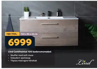 Megaflis Lind Continental 100 baderomsmøbel tilbud