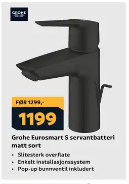Megaflis Grohe Eurosmart S servantbatteri matt sort tilbud