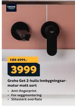 Megaflis Grohe Get 2-hulls innbygningsarmatur matt sort tilbud