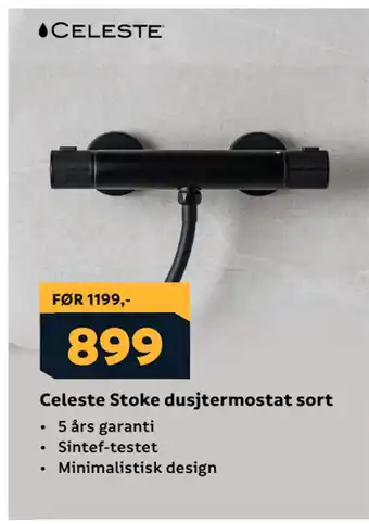 Megaflis Celeste Stoke dusjtermostat sort tilbud