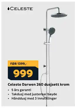 Megaflis Celeste Darwen 260 dusjsett krom tilbud