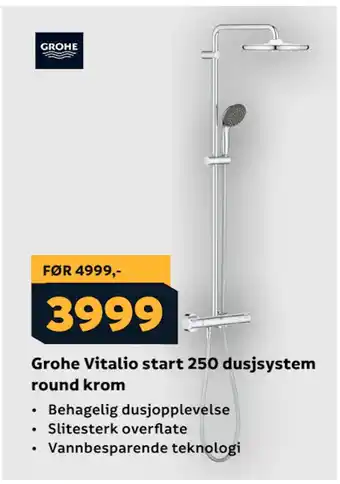 Megaflis Grohe Vitalio start 250 dusjsystem round krom tilbud