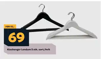 Megaflis Kleshenger Lendum 5 stk. sort/hvit tilbud