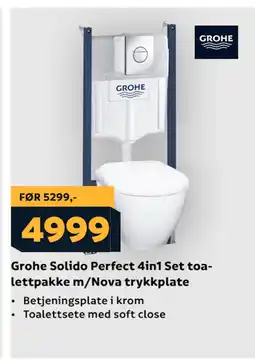 Megaflis Grohe Solido Perfect 4in1 Set toalettpakke m/Nova trykkplate tilbud