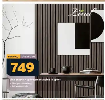 Megaflis Lind akustikk spileelement Reine 14 spiler tilbud