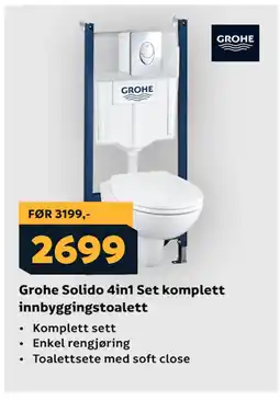 Megaflis Grohe Solido 4in1 Set komplett innbyggingstoalett tilbud