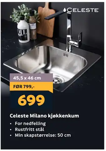 Megaflis Celeste Milano kjøkkenkum tilbud