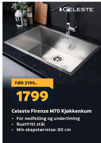 Megaflis Celeste Firenze M70 Kjøkkenkum tilbud