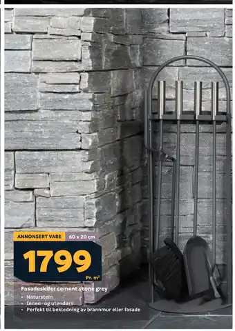 Megaflis Fasadeskifer cement stone grey tilbud