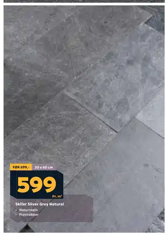 Megaflis Skifer Silver Grey Natural tilbud