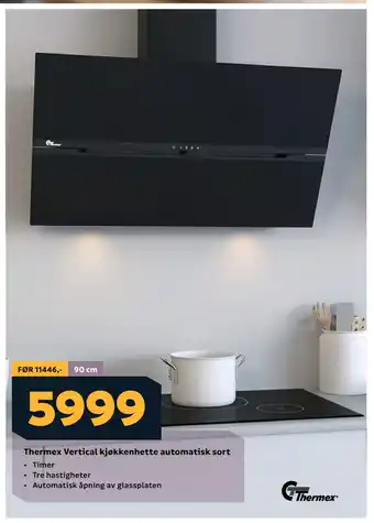 Megaflis Thermex Vertical kjøkkenhette automatisk sort tilbud