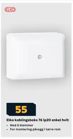 Megaflis Elko koblingsboks 76 ip20 enkel hvit tilbud