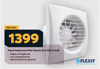 Megaflis Flexit baderomsvifte Classic Eco 100 th hvit tilbud