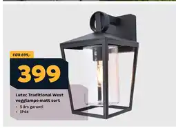 Megaflis Lutec Traditional West vegglampe matt sort tilbud