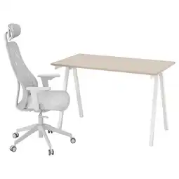 IKEA Trotten / matchspel Skrivebord og stol, beige/hvit lys grå tilbud