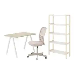 IKEA Trotten/flintan / ekenabben Skrivebord og oppbevaring, og svingstol beige/hvit tilbud