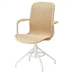 IKEA Stigbygel Arbeidsstol med armlene, beige/hvit tilbud