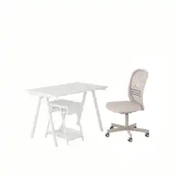 IKEA Trotten / flintan Skrivebord og oppbevaring, og svingstol hvit/beige tilbud