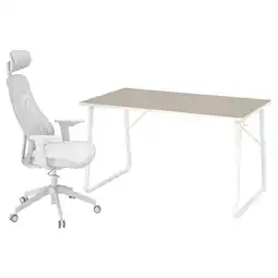 IKEA Huvudspelare / matchspel Gamingbord og stol, beige/lys grå tilbud