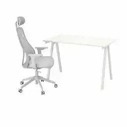 IKEA Trotten / matchspel Skrivebord og stol, hvit/lys grå tilbud