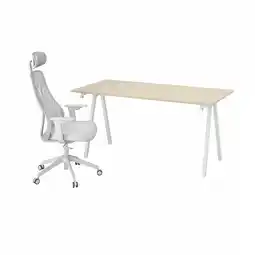 IKEA Trotten / matchspel Skrivebord og stol, beige/hvit lys grå tilbud