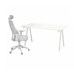 IKEA Trotten / matchspel Skrivebord og stol, hvit/lys grå tilbud