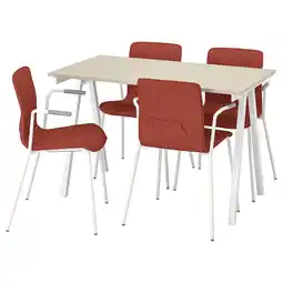 IKEA Trotten / lÄktare Konferansebord og stoler, beige hvit/rød, 120x70 cm tilbud